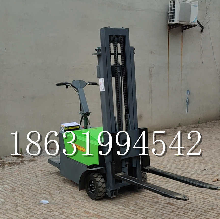 双城区优程全电动叉车插腿式堆高车液压装卸车1.5吨升高小型站驾式铲车